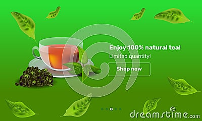 Vector illustration design template in realism style about tea Vector Illustration