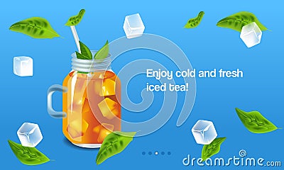 Vector illustration design template in realism style about iced tea Vector Illustration