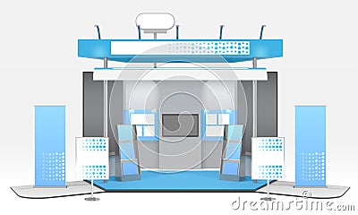 Realistic Advertising Exhibit Booth Composition Vector Illustration