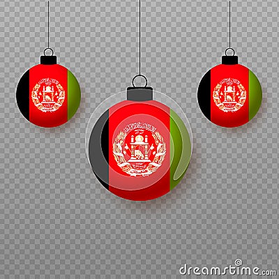 Realistic Afghanistan Flag with flying light balloons Vector Illustration