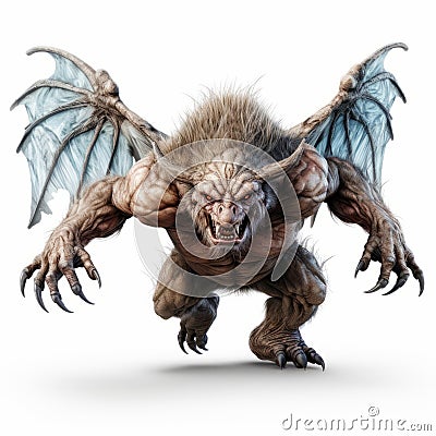 Realistic Agile Demon Monster: A Winged Troll In Urban Fairy Tale Stock Photo