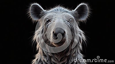 AI Generated Realistic Close Up Hyena on Black Background, Stock Photo, Wallpaper Cartoon Illustration