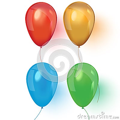 Realistic air 3d balloons isolated on white background Vector Illustration