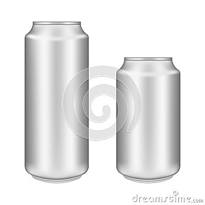 Realistic aluminum can on white background. Mockup, blank can with copy space Stock Photo