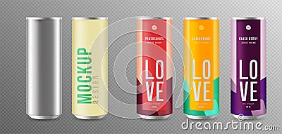 Realistic aluminum cans Vector Illustration