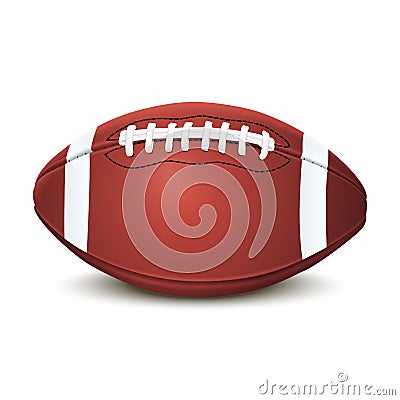 Realistic american football ball on white background Vector Illustration