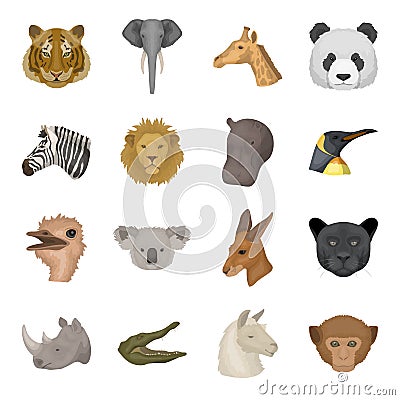 Realistic animals set icons in cartoon style. Big collection of realistic animals vector symbol stock illustration Vector Illustration
