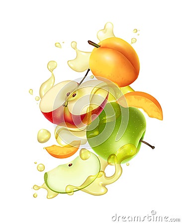 Realistic Apple Juice Vector Illustration
