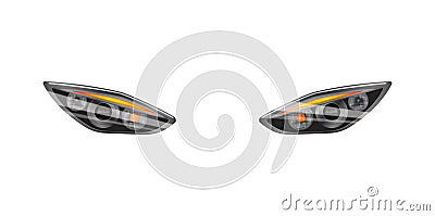 Realistic Automobile Headlights Composition Vector Illustration