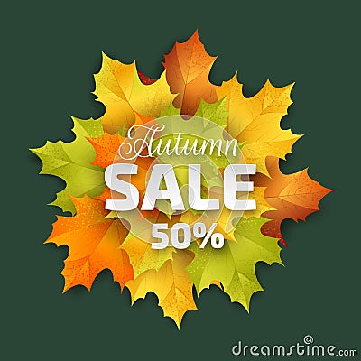 realistic autumn sale vector design Vector Illustration