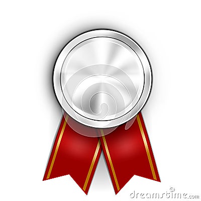 Realistic Award Medal. Winner Champion Silver Medal Stock Photo