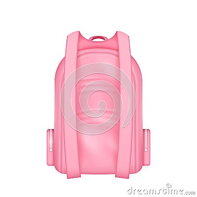 Realistic backpack for school, back view. Casual rucksack for teenage schoolgirl student isolated Vector Illustration