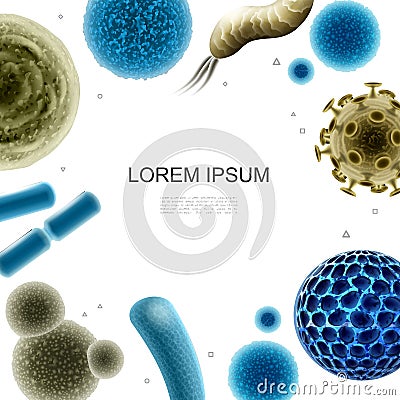 Realistic Bacteria And Viruses Template Vector Illustration