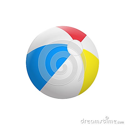 Realistic Beach ball isolated on white background. Vector illustration. Vector Illustration