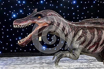 Realistic of beautiful dinosaur model in the theme park Editorial Stock Photo