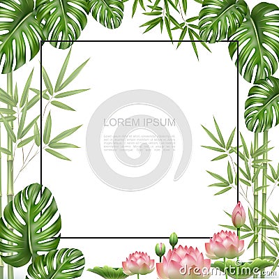 Realistic Beautiful Tropical Plants Template Vector Illustration