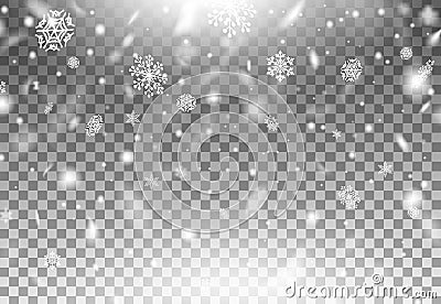 Realistic beautiful winter snowflakes falling down Vector Illustration