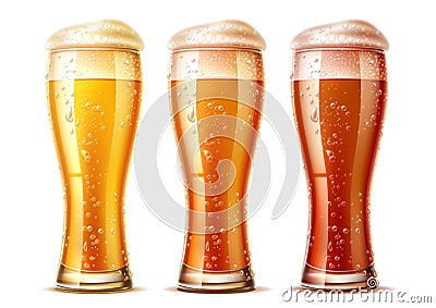 Vector realistic beer glasses set lager dark ale Vector Illustration