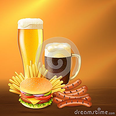 Realistic Beer Illustration Vector Illustration