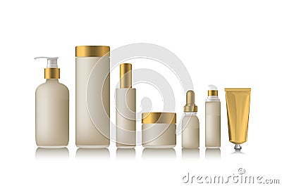 Realistic beige bottle for essential oil Vector Illustration