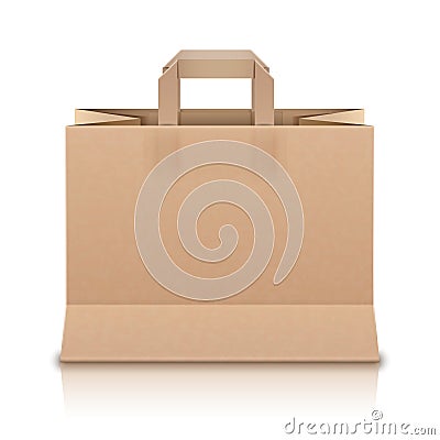 Realistic Beige Paper Shopping Bag. Vector Illustr Vector Illustration