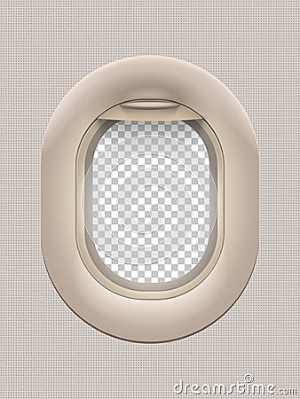 Realistic beige porthole isolated on empty space Vector Illustration