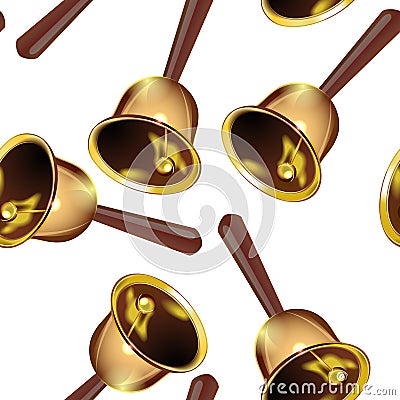 Realistic bells seamless pattern, transparent background. Vector Illustration