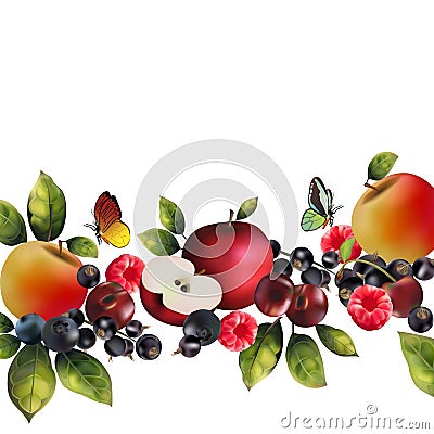 Realistic berries on a white background. Vector Illustration