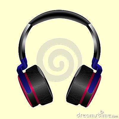 Realistic big wireless headphones isolated background Vector Illustration