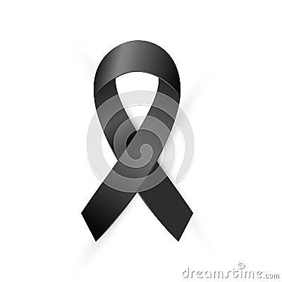 Black Awareness ribbon. Terrorism, death, Mourning and Melanoma icon Vector Illustration