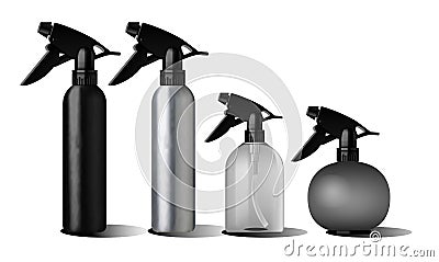 Realistic black bottle for essential oil. Vector Illustration