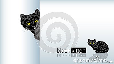 Black Cat sitting Vector Illustration