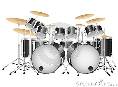 Realistic black drum set Vector Illustration