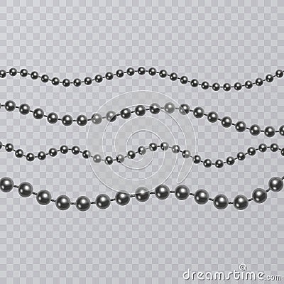 Realistic black pearl on transparent background, black beads, vector illustration Vector Illustration