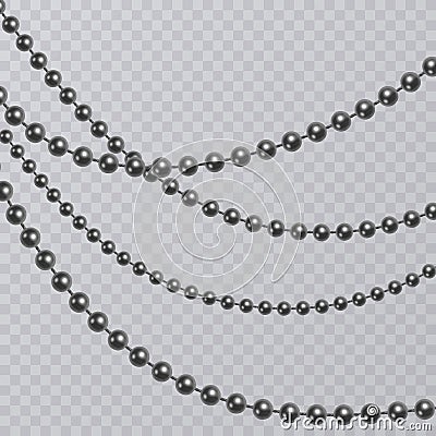 Realistic black pearl on transparent background, black beads, vector illustration Vector Illustration
