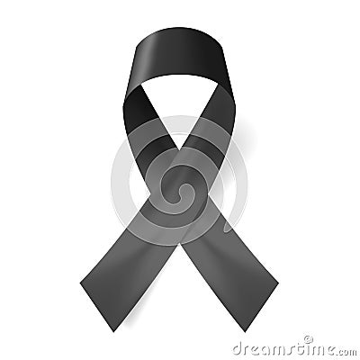 Realistic black ribbon, death symbol . Vector illustration Vector Illustration