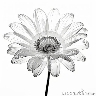 Realistic Black And White Photo Of A Translucent Daisy Stock Photo