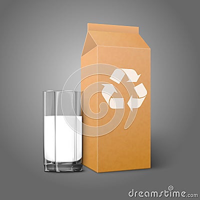 Realistic blank craft paper package with recycle Vector Illustration