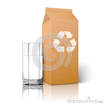 Realistic blank craft paper package with recycle Vector Illustration