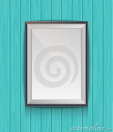 Realistic blank poster in a wooden picture frame Vector Illustration