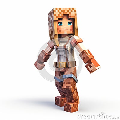 Realistic Blonde Minecraft Girl On White Isolated Background Stock Photo