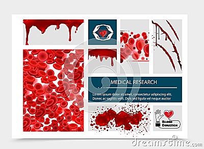 Realistic Blood Donation Composition Vector Illustration