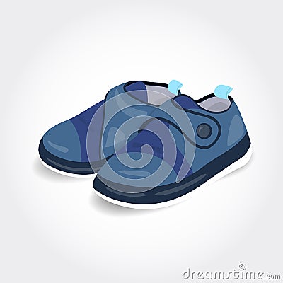 Realistic blue baby shoes for a boy Vector Illustration