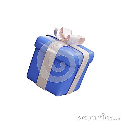 3d render blue gift box in plastic style Vector Illustration