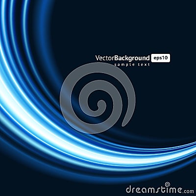 Realistic blue illuminated wave background place for text vector backdrop futuristic curve Vector Illustration