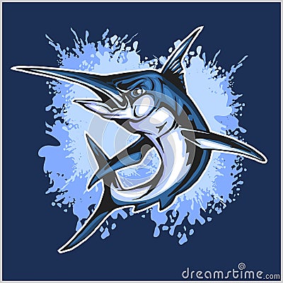 Realistic blue Marlin fish Vector Illustration