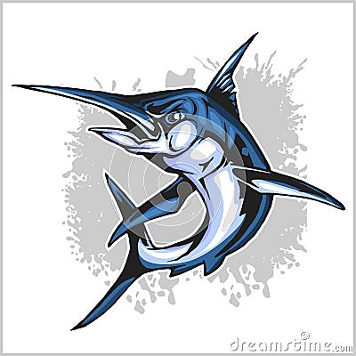 Realistic blue Marlin fish Vector Illustration