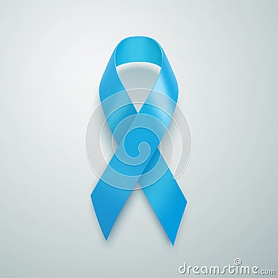 Realistic Blue Ribbon. World Prostate Cancer Day concept Vector Illustration