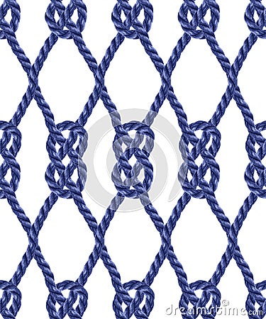 Vintage navy blue rope double knots net pattern Vector Illustration