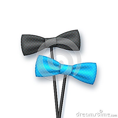 Realistic bow tie on the sticks. Vector Illustration